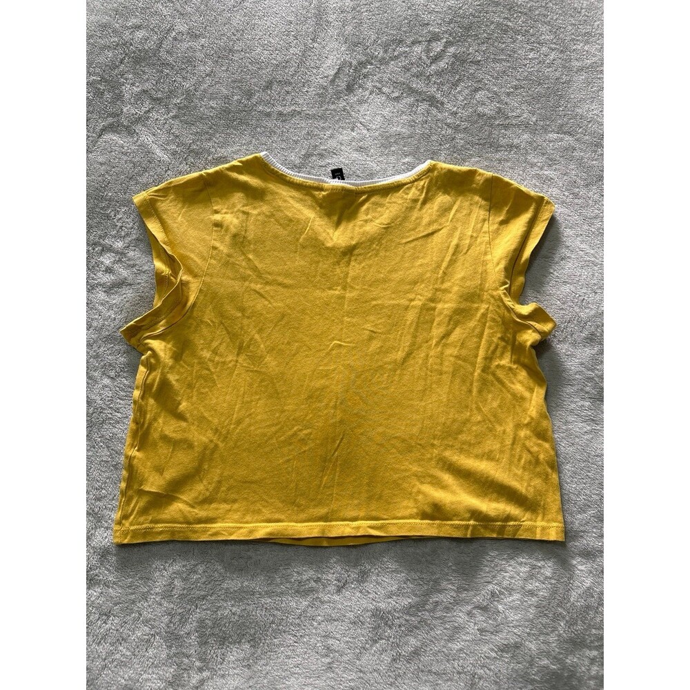 Women's girls crop top tshirt mustard yellow white athletic jersey team sports - Picture 4 of 4